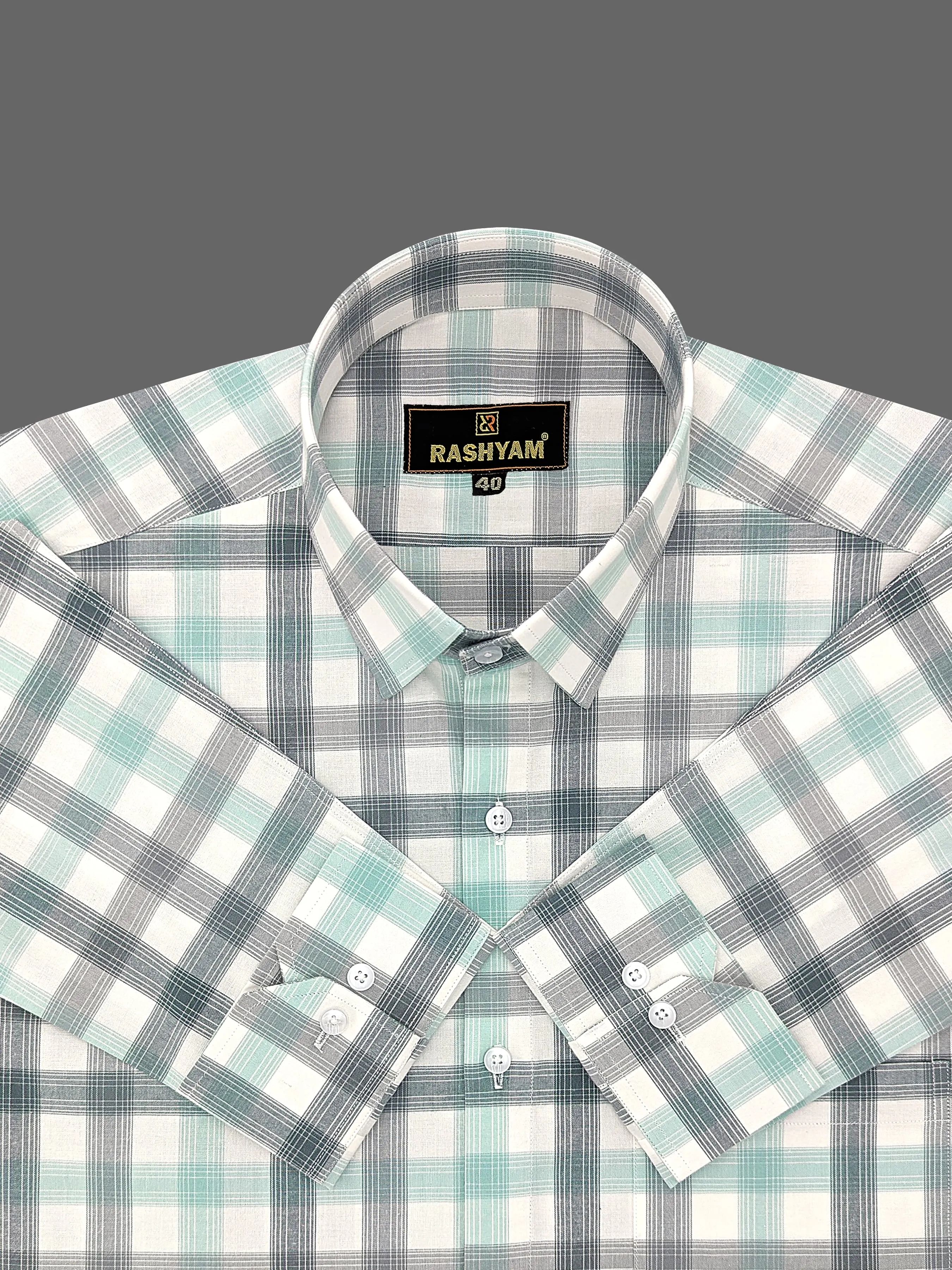 Otranto Black And Green Checks Premium Cotton Formal Shirt