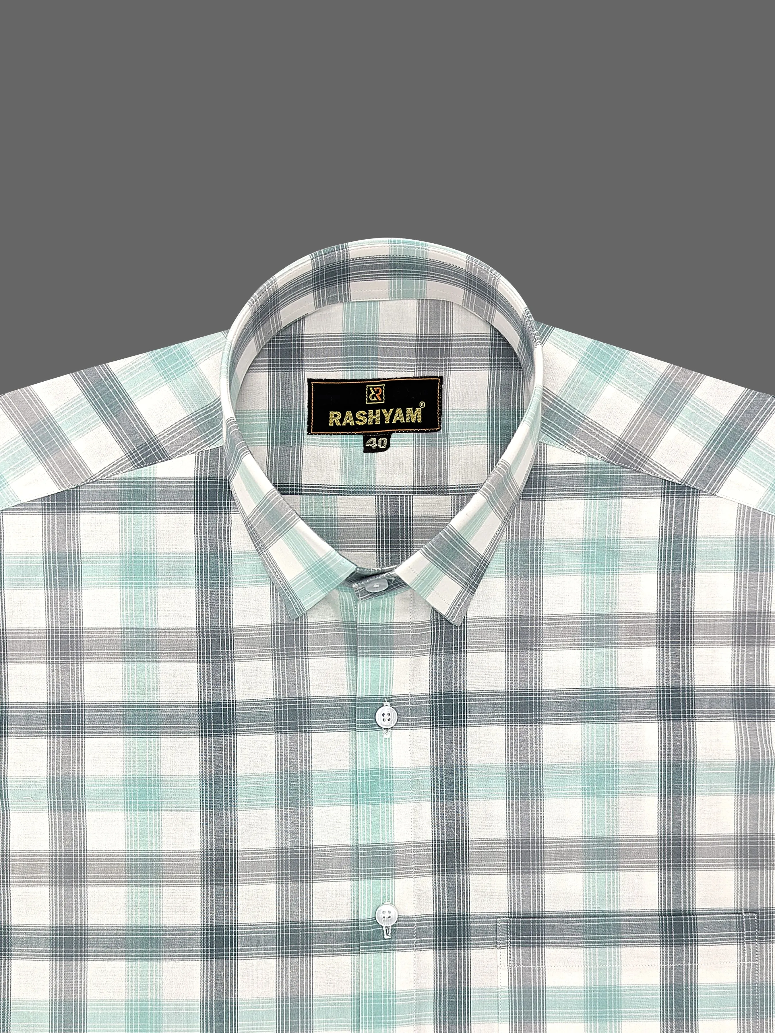 Otranto Black And Green Checks Premium Cotton Formal Shirt