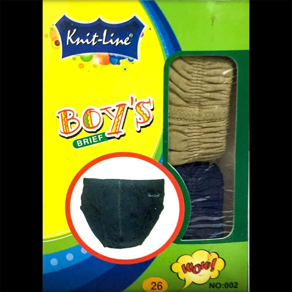 Pack Of 2 Knit Line Boy's Brief Beige & Blue