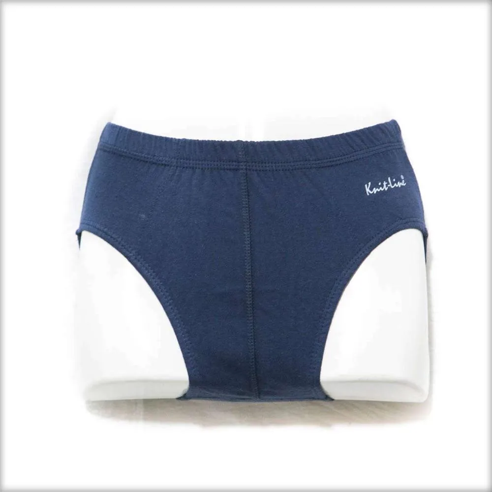 Pack Of 2 Knit Line Boy's Brief Beige & Blue