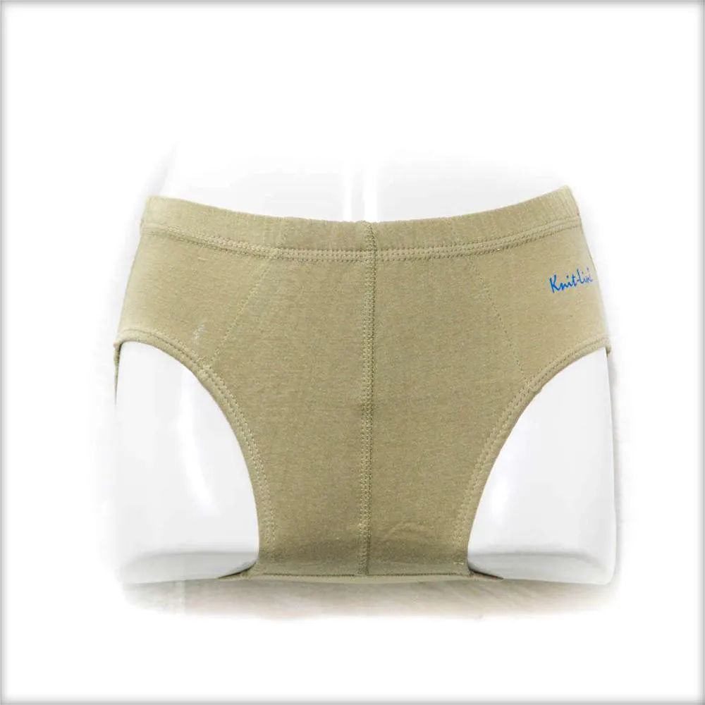 Pack Of 2 Knit Line Boy's Brief Beige & Blue