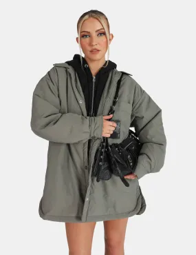 Padded Oversized Shacket Slate