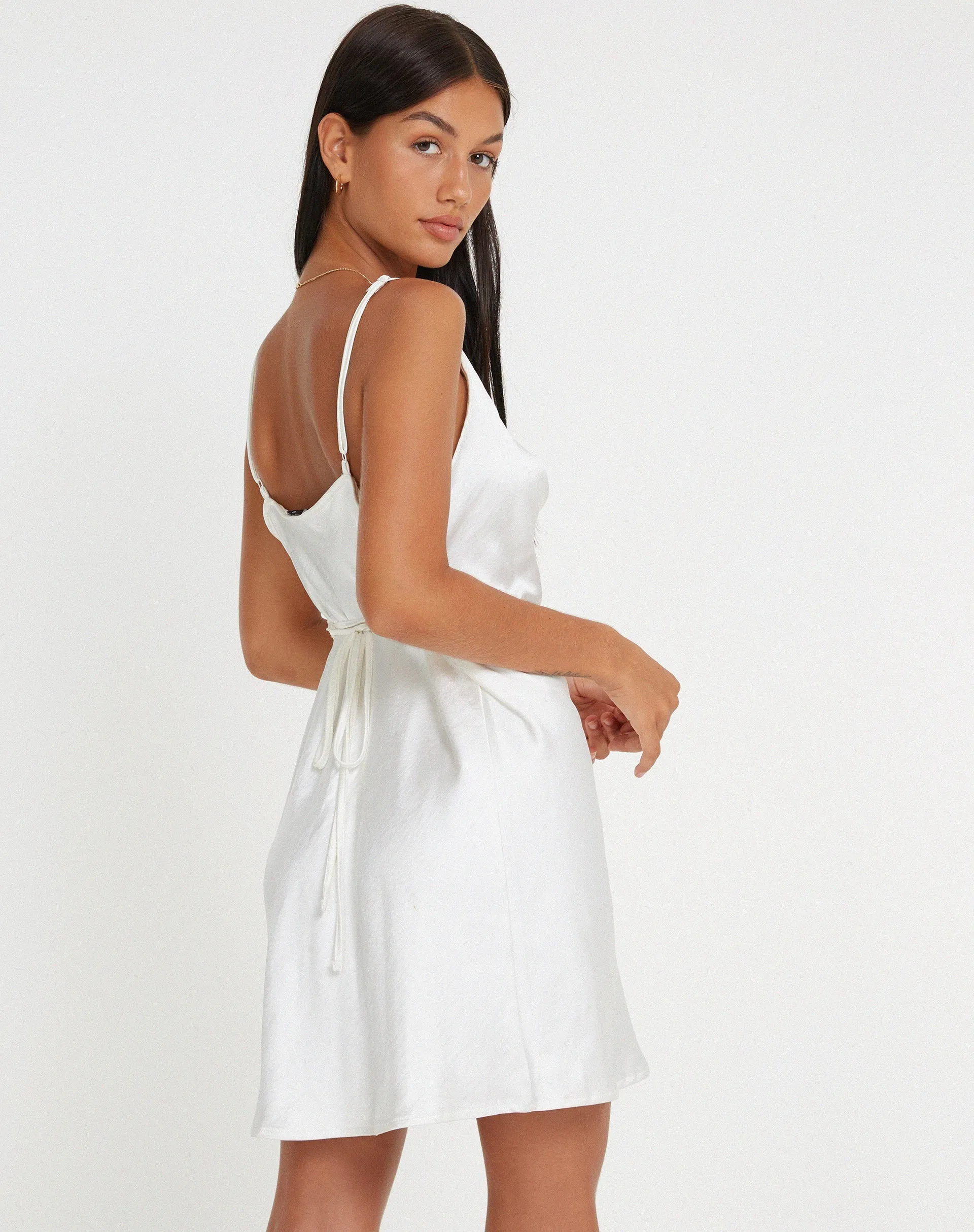 Paiva Slip Dress in Satin Ivory