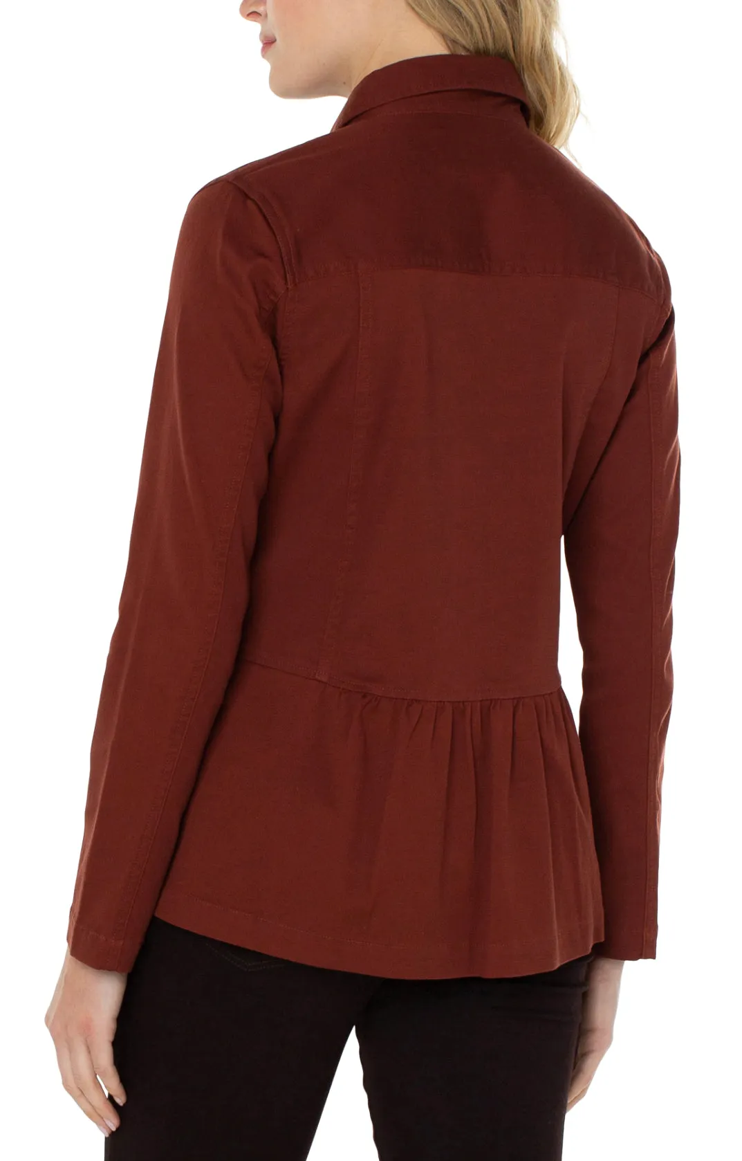 Peplum Hem Shacket - Brunette