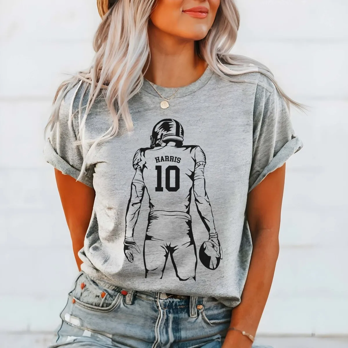 Personalized Football Player Graphic Tee