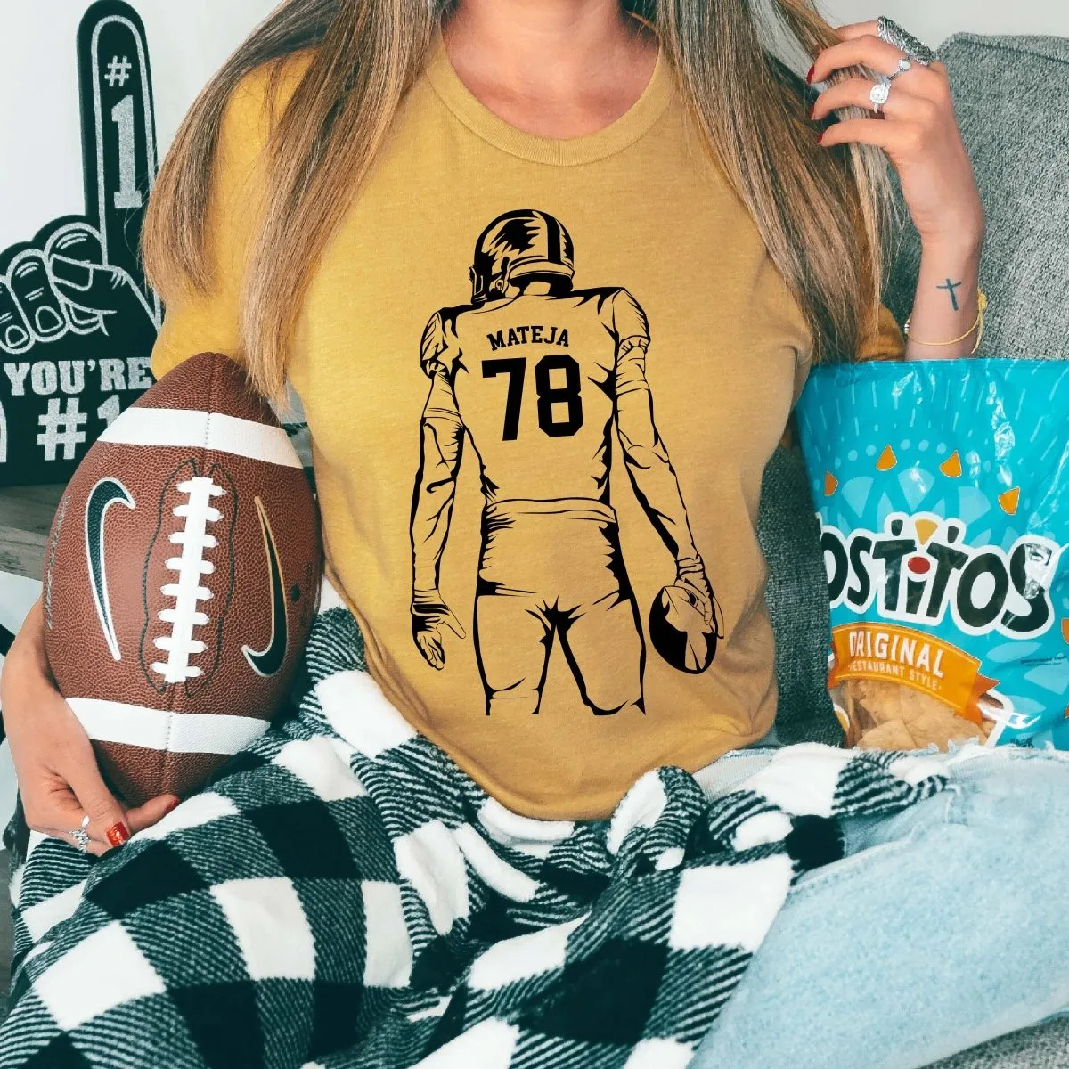 Personalized Football Player Graphic Tee