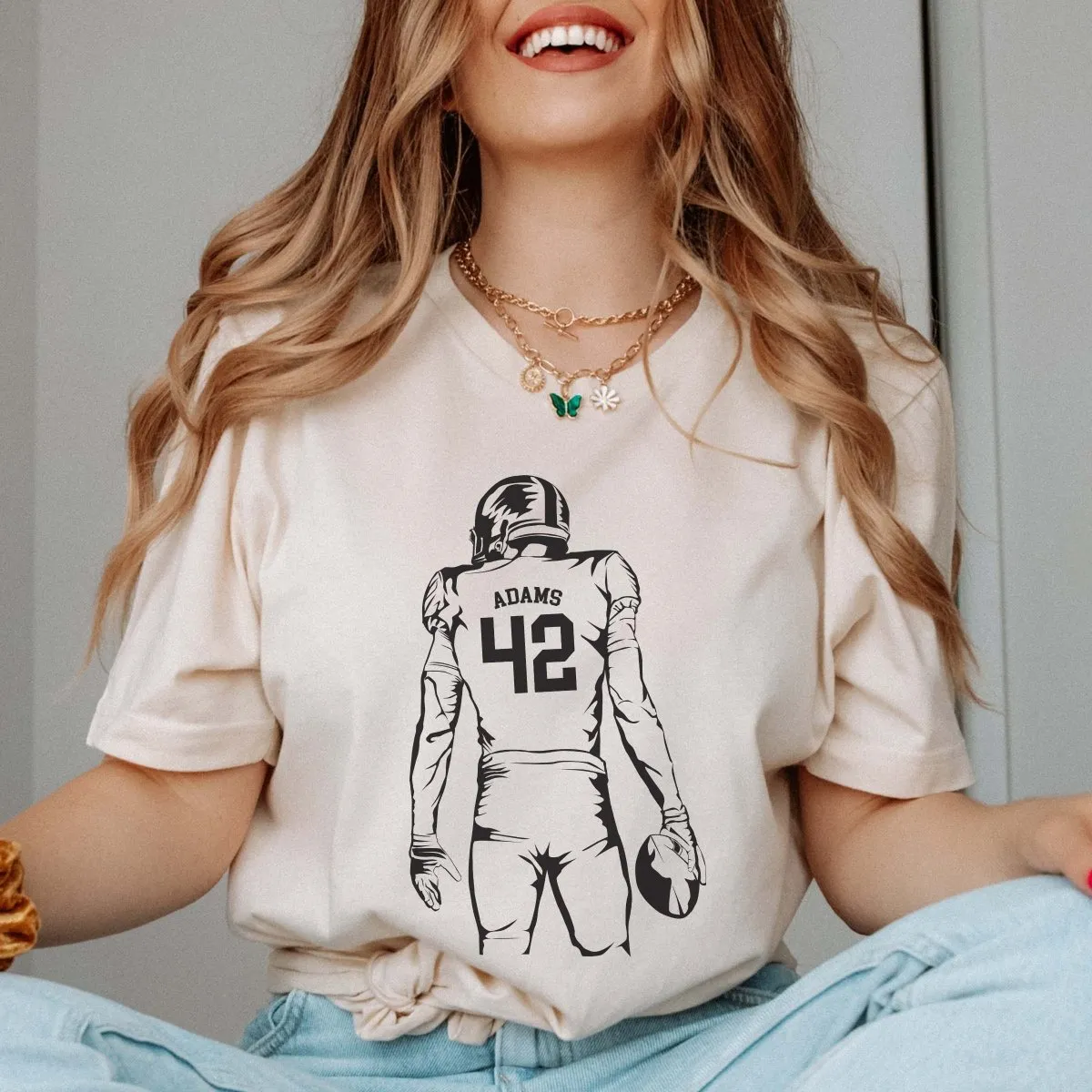 Personalized Football Player Graphic Tee