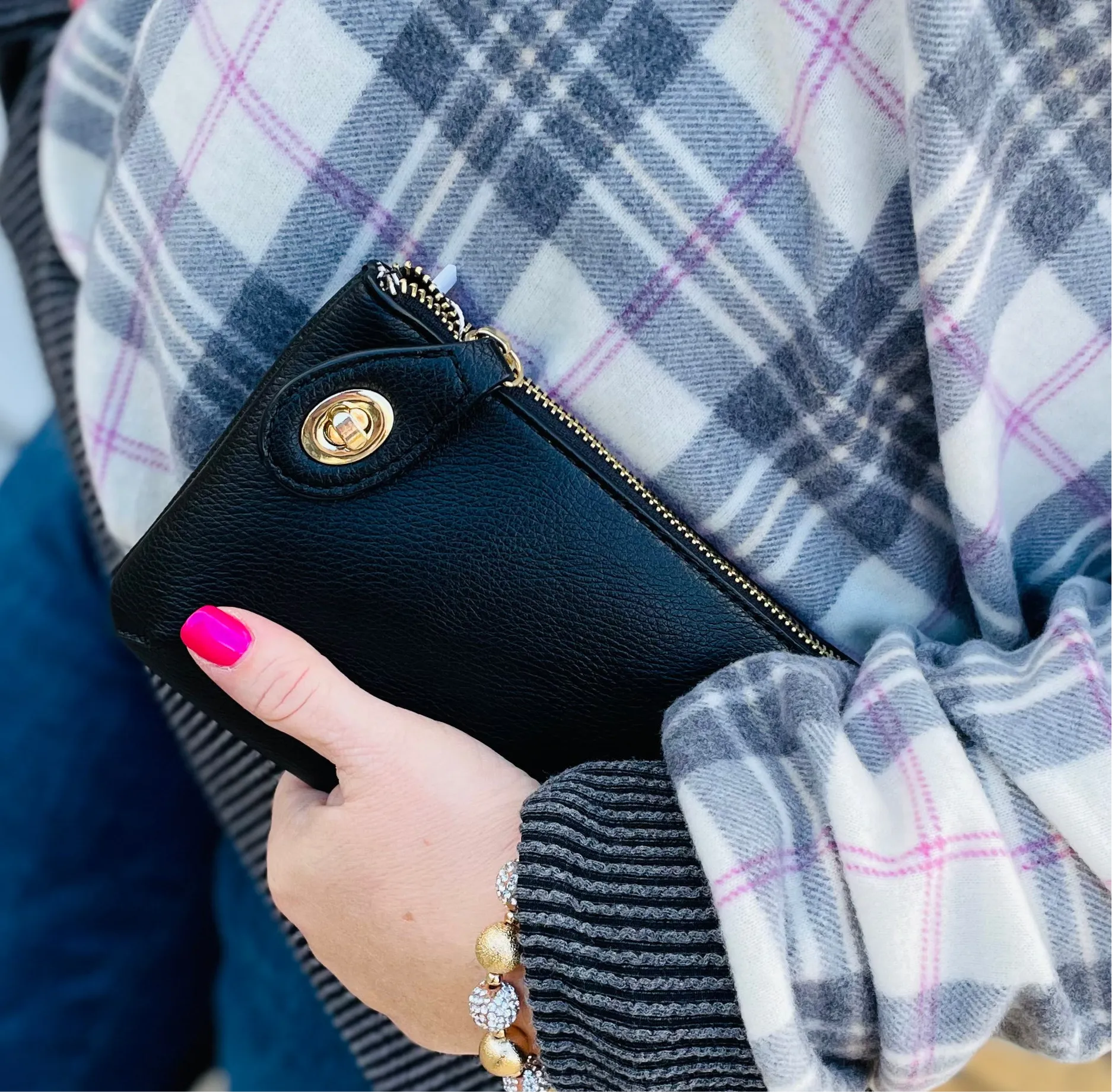 Plaid Brushed Oversized Sweatshirt