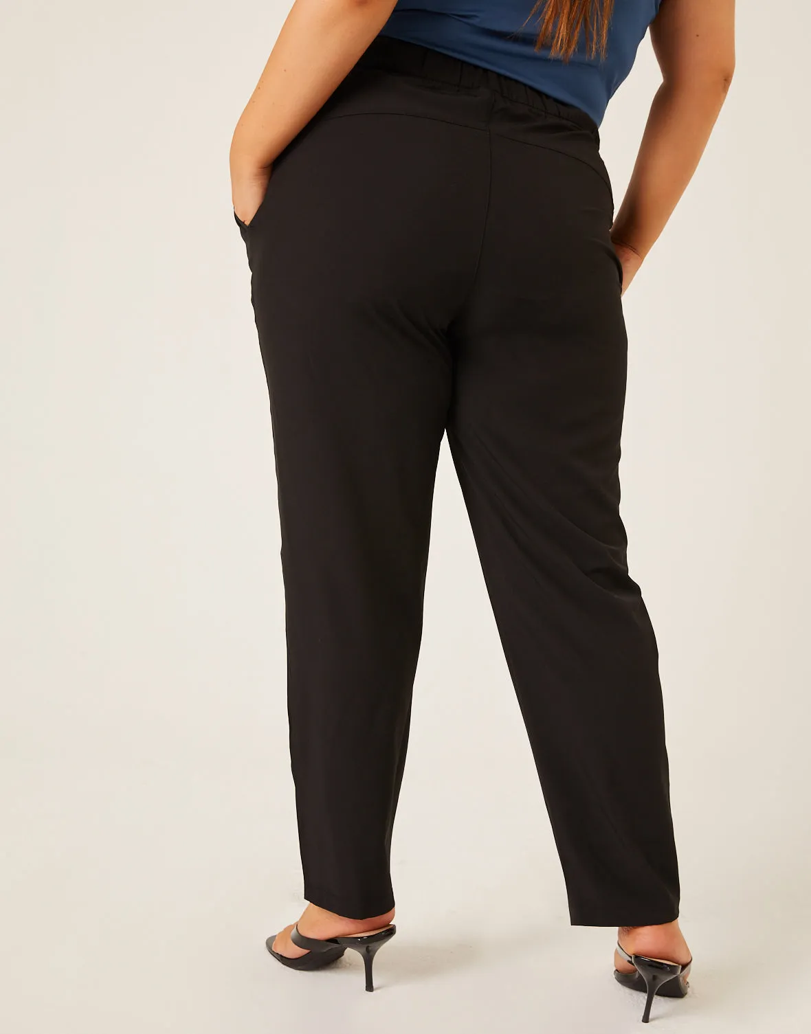 Plus Size Smooth Woven Joggers