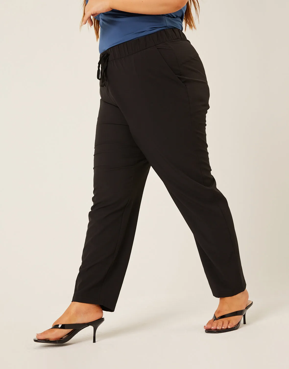 Plus Size Smooth Woven Joggers