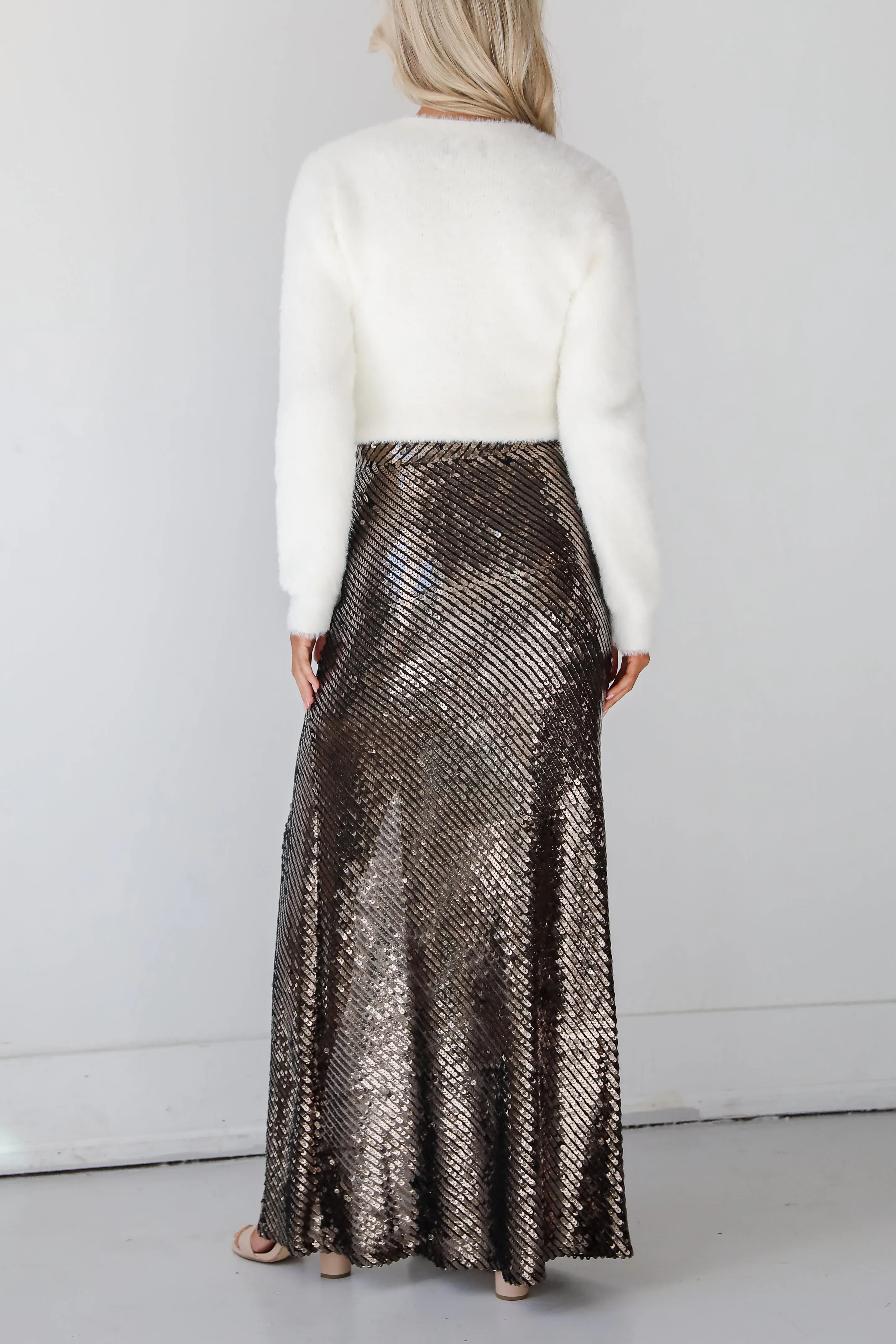 Precise Radiance Black Sequin Maxi Skirt