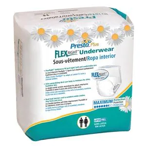 Presto Flex Underwear, Large 58"-68", Better Absorbency, Case of 72