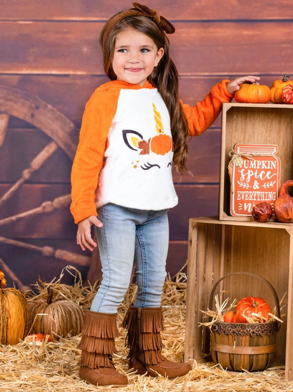 Pumpkin Princess Raglan Sleeve Fleece Hoodie