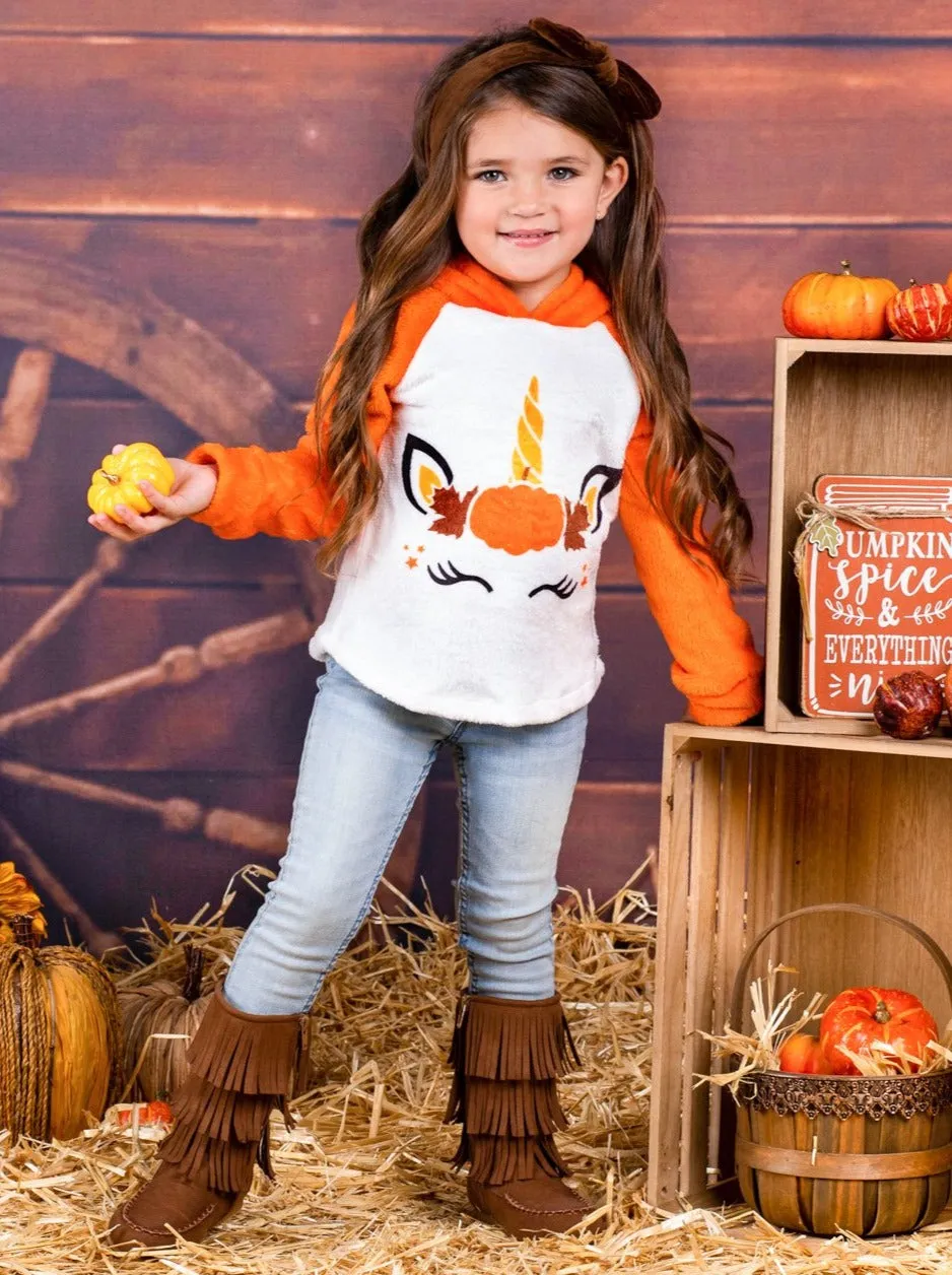 Pumpkin Princess Raglan Sleeve Fleece Hoodie