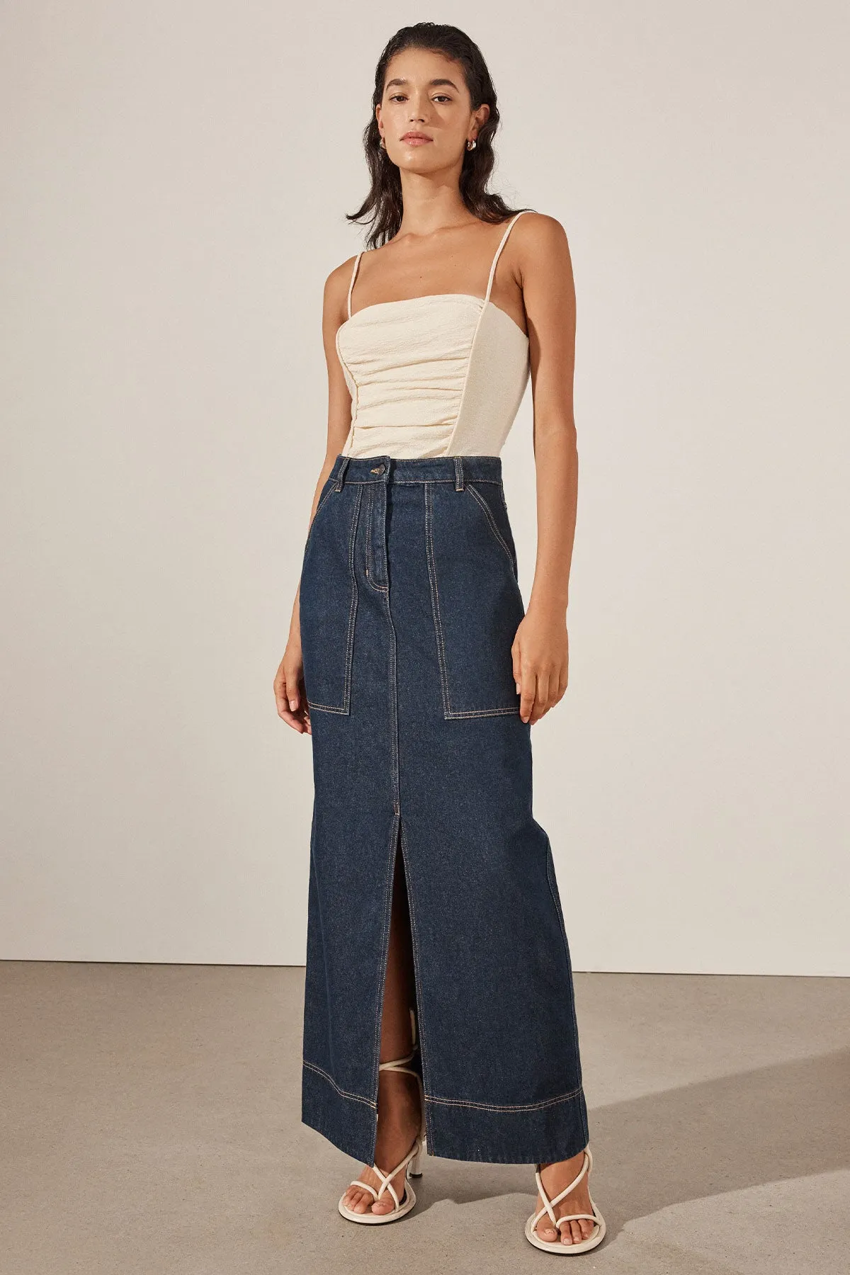 RITA PANELLED MAXI SKIRT - DEEP INDIGO