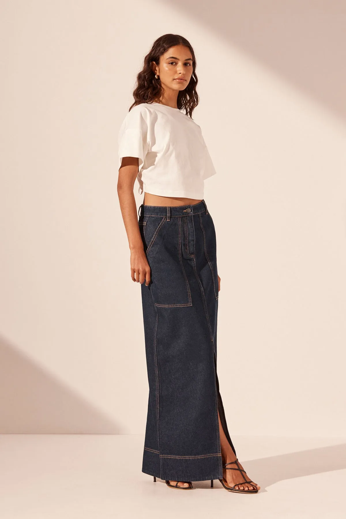 RITA PANELLED MAXI SKIRT - DEEP INDIGO