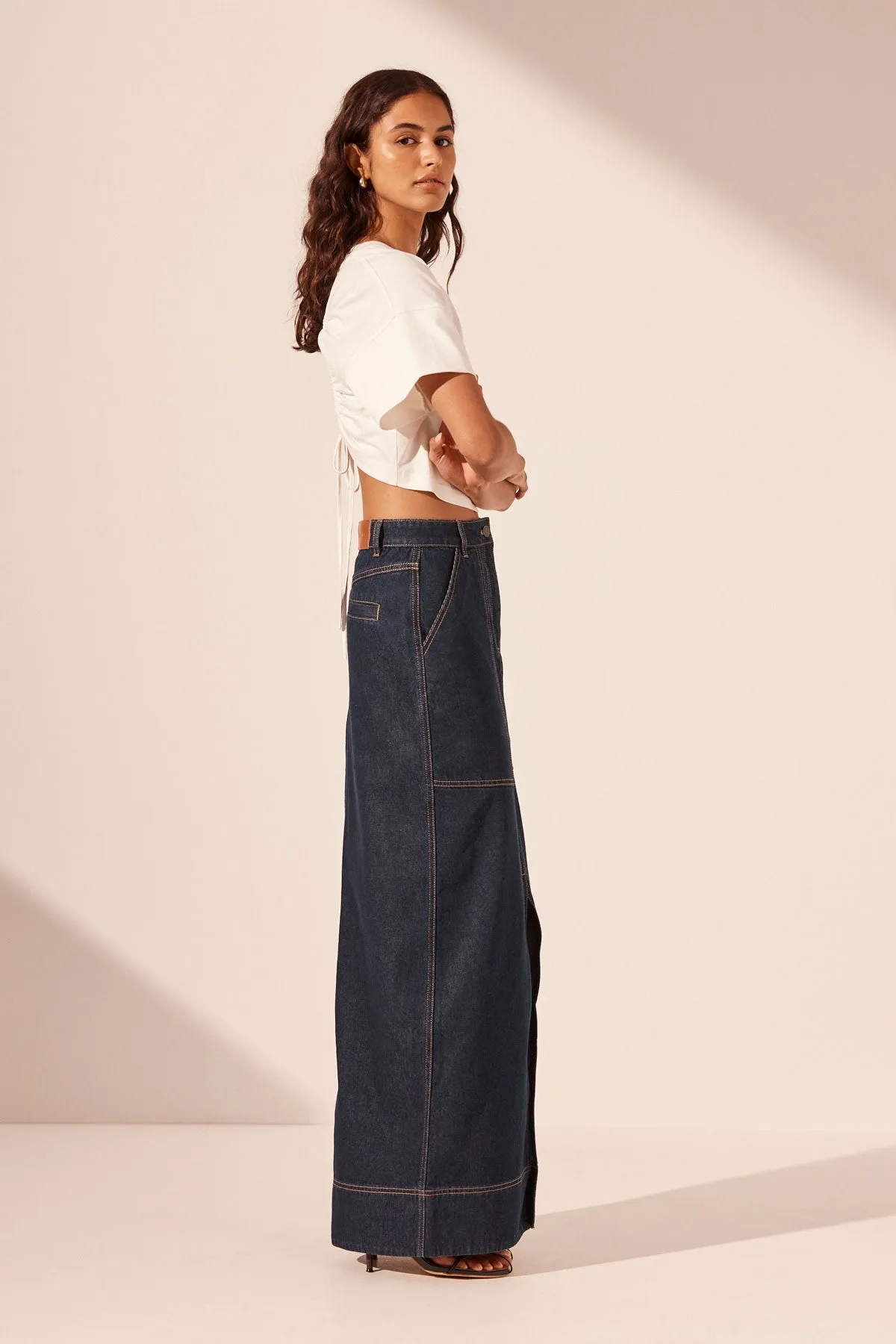 RITA PANELLED MAXI SKIRT - DEEP INDIGO