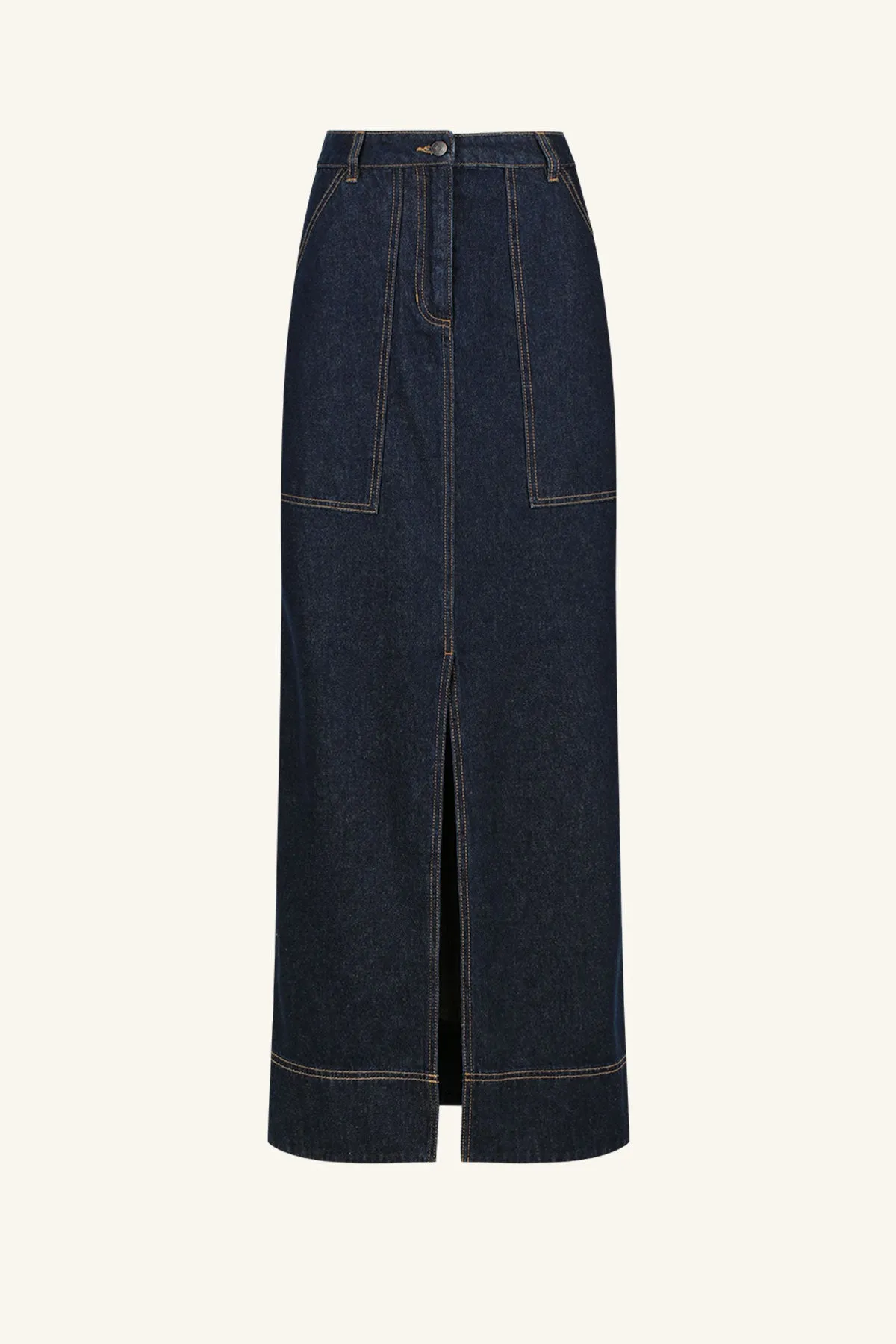 RITA PANELLED MAXI SKIRT - DEEP INDIGO