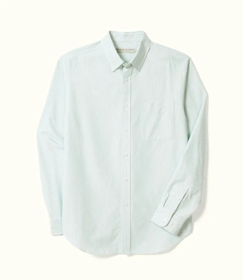 R.M.Williams - Oxford Shirt - Stripe - Green & White