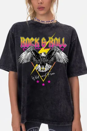 Rock & Roll Eagle Graphic Tee in Vintage Black