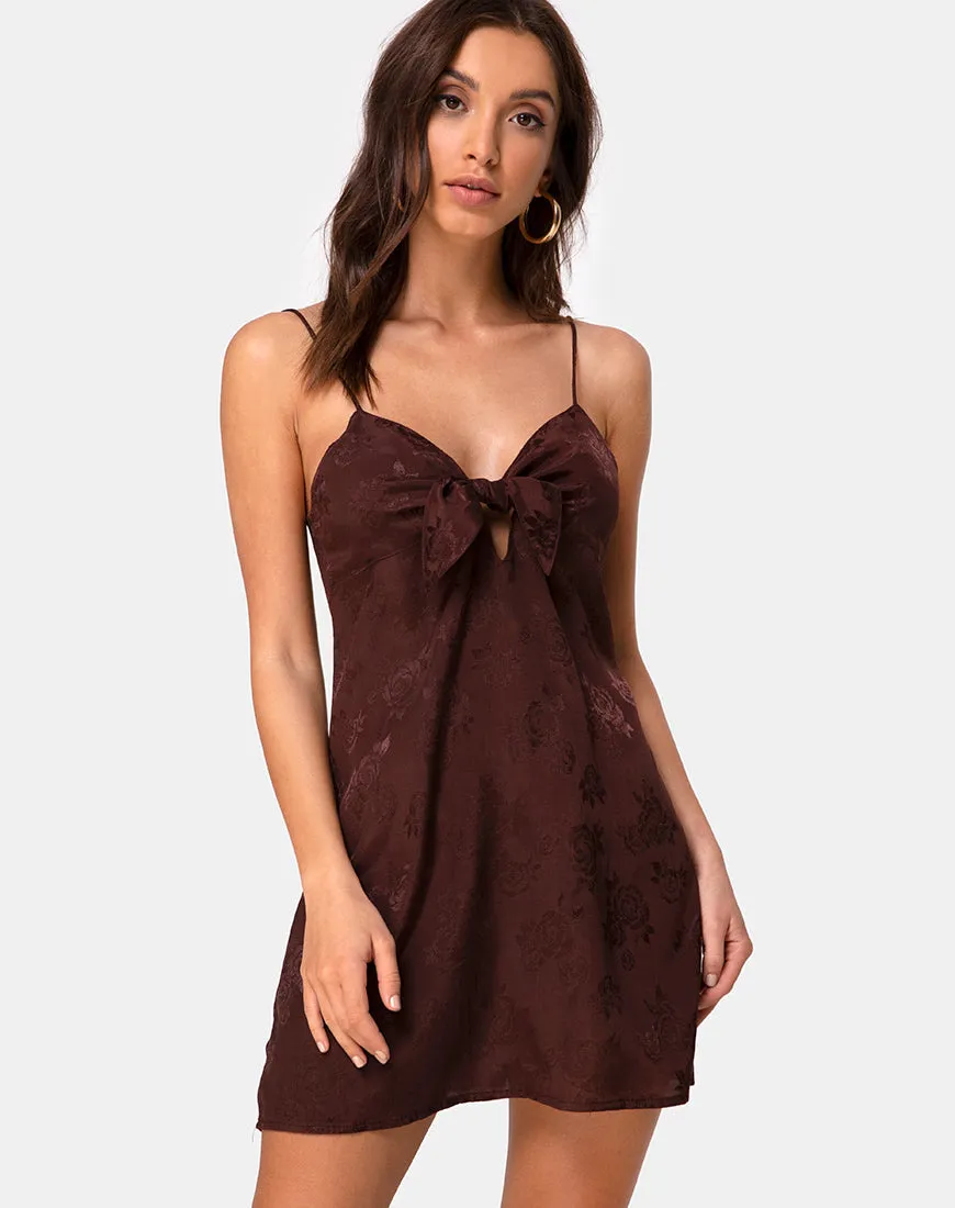 Ronina Mini Dress in Satin Rose Cocoa