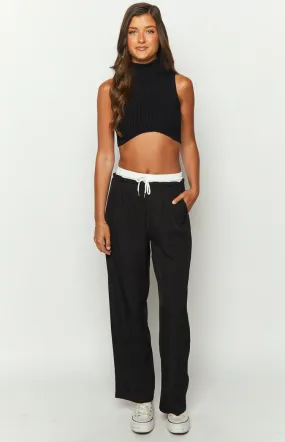 Sable Black Contrast Waistband Pants