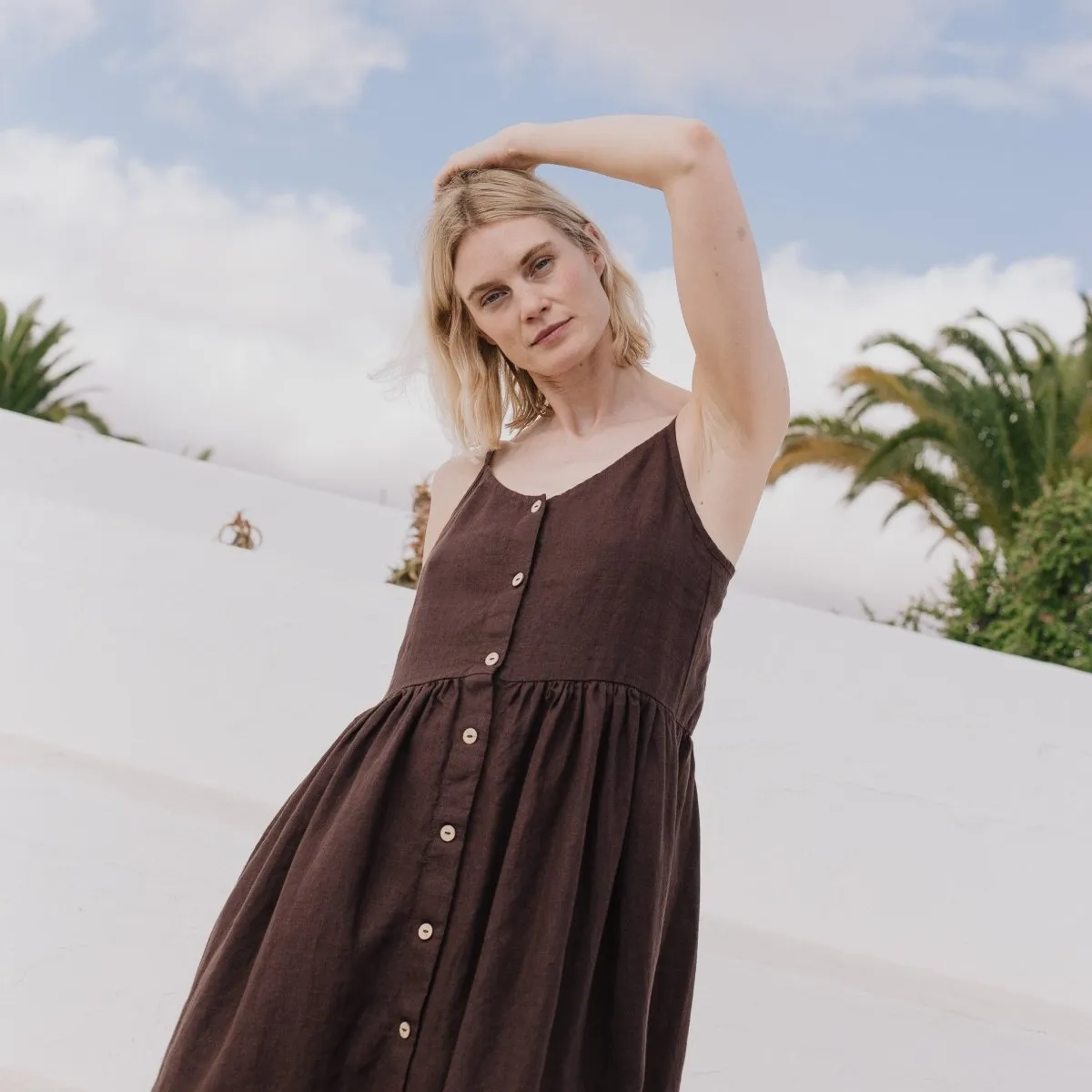 SARAH button down slip linen dress