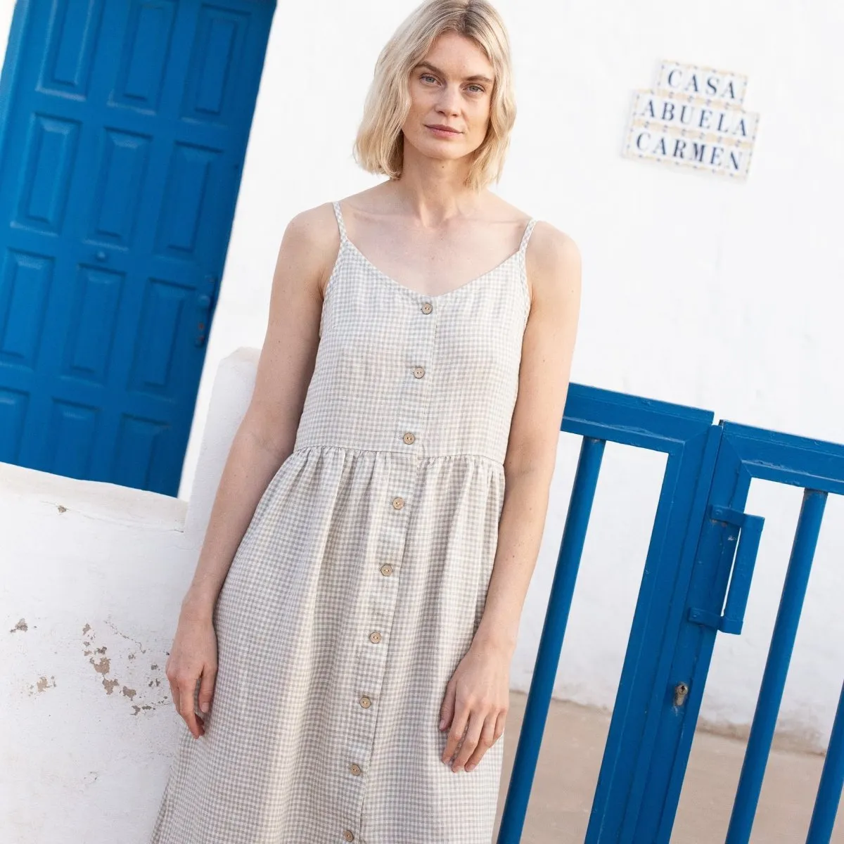 SARAH button down slip linen dress