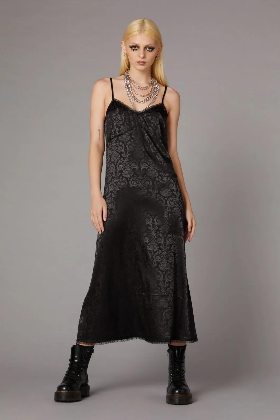 Satin Goth Slip Dress