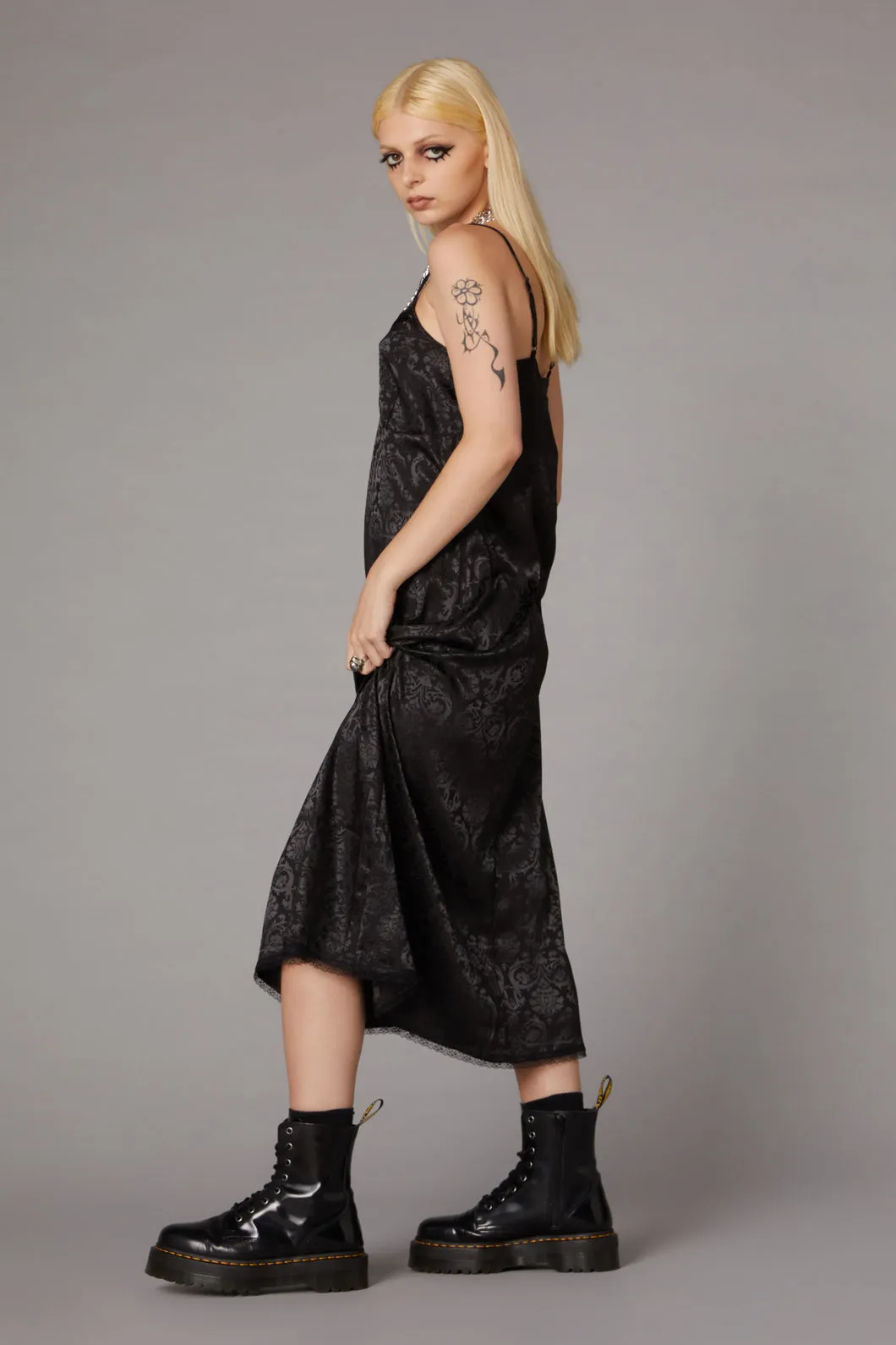 Satin Goth Slip Dress