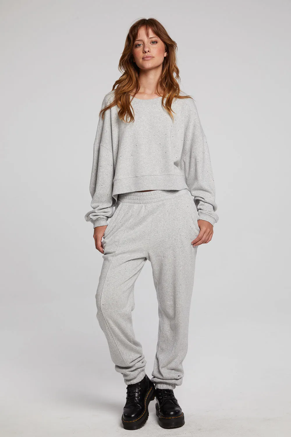 Scarlet Heather Grey Pullover