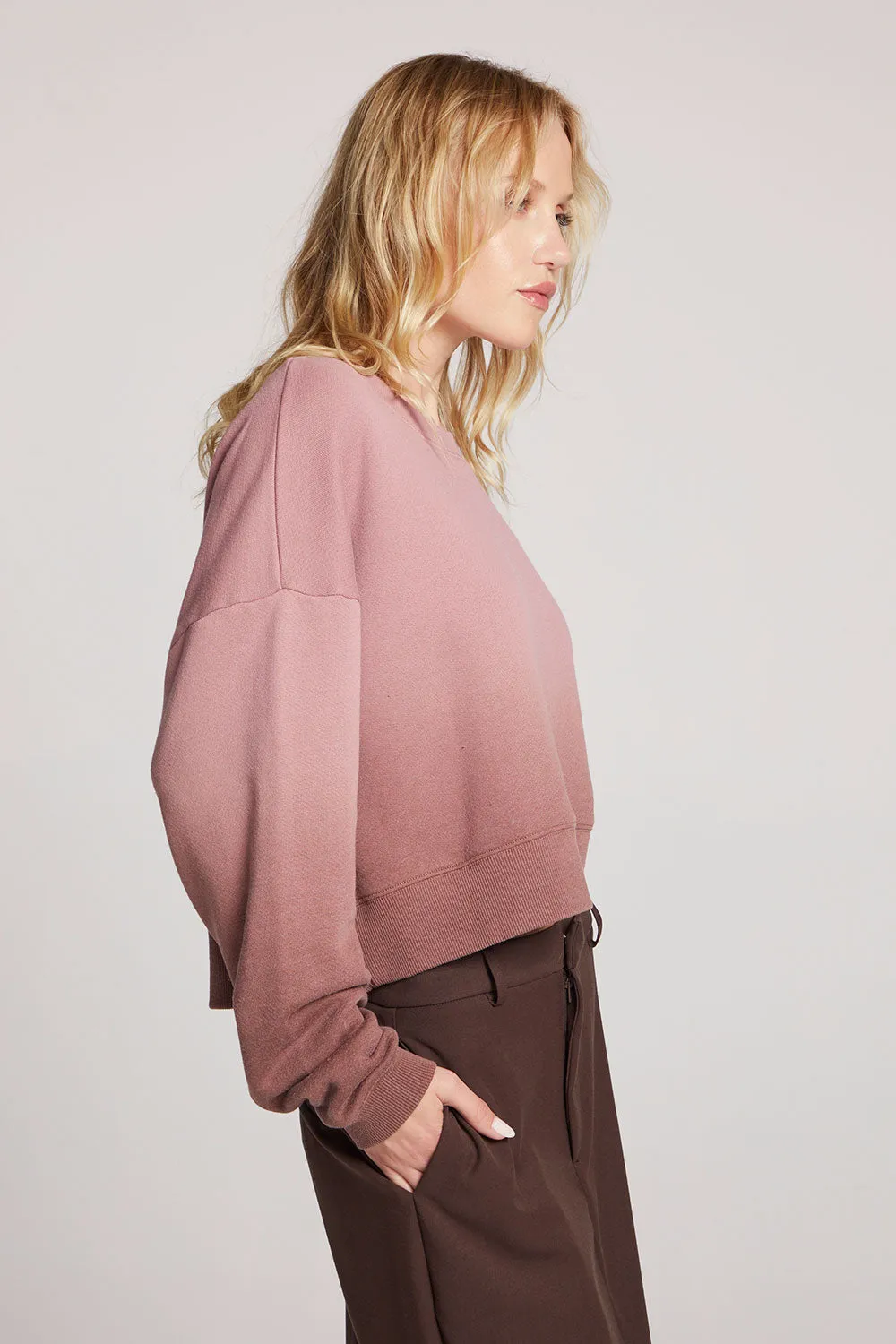 Scarlet Mauve Rose/Coco Brown Dip Dye Pullover