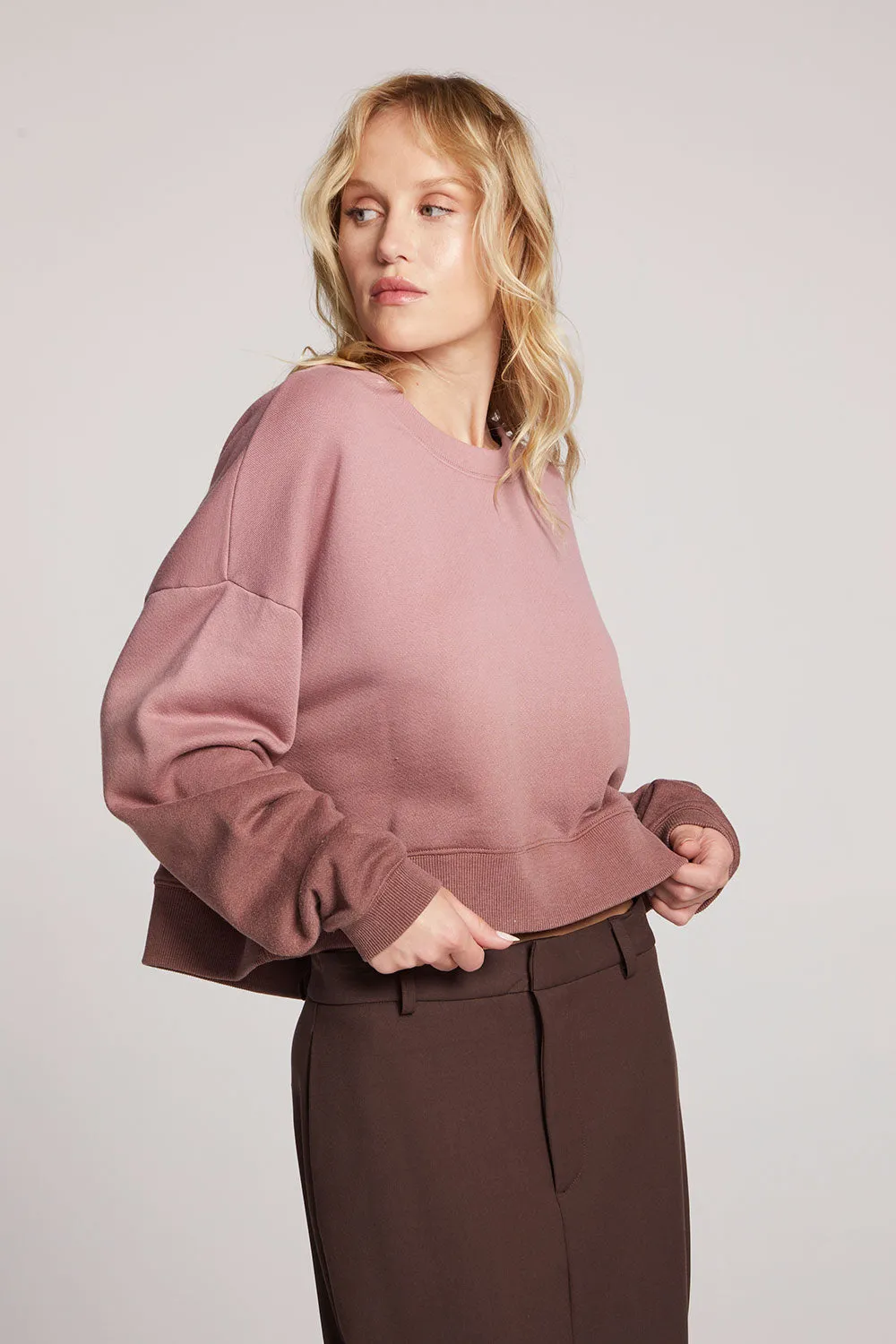 Scarlet Mauve Rose/Coco Brown Dip Dye Pullover