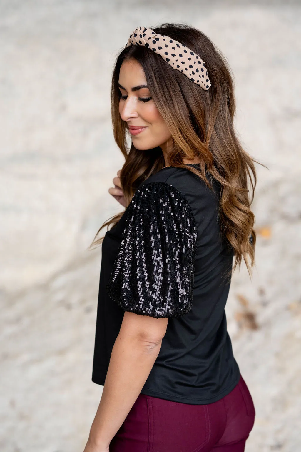 Sequin Puff Sleeve Tee