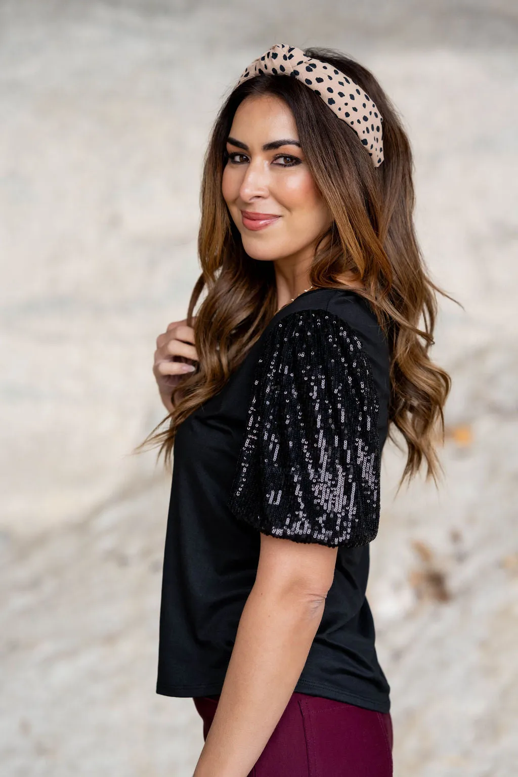 Sequin Puff Sleeve Tee