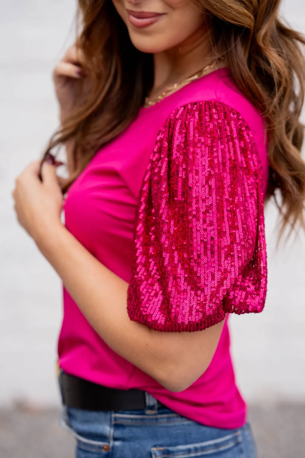 Sequin Puff Sleeve Tee