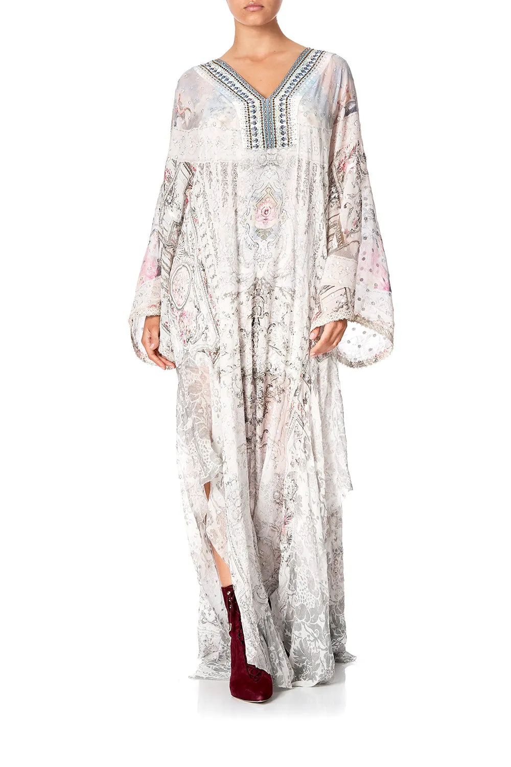 SHEER KAFTAN WITH SLIP CRYSTAL CASTLE