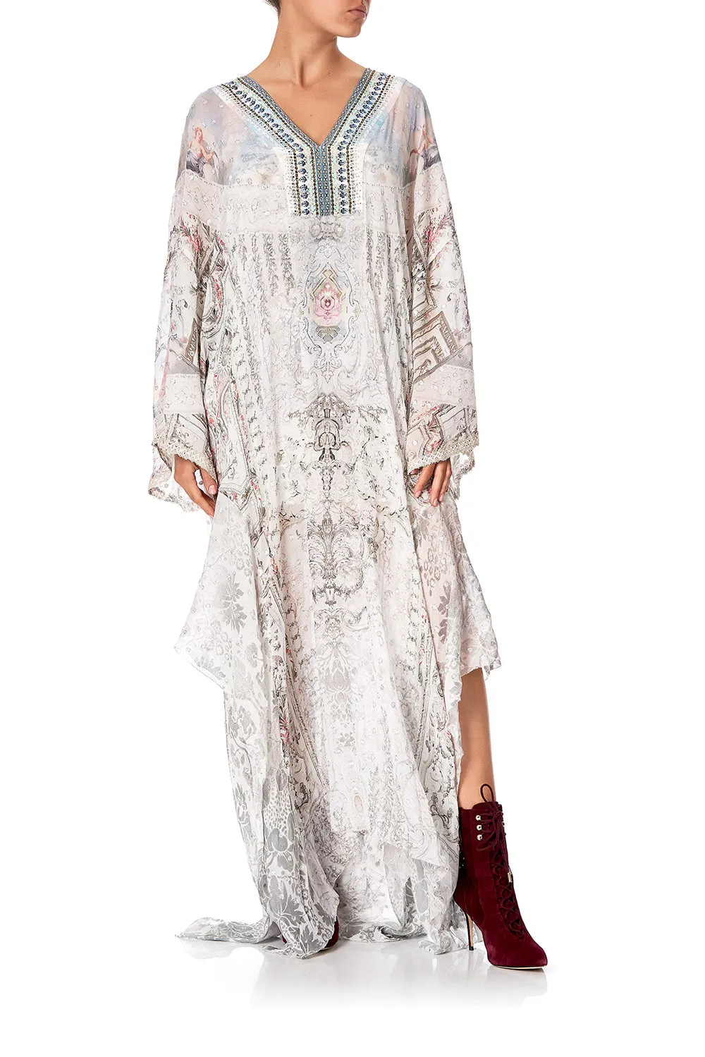 SHEER KAFTAN WITH SLIP CRYSTAL CASTLE