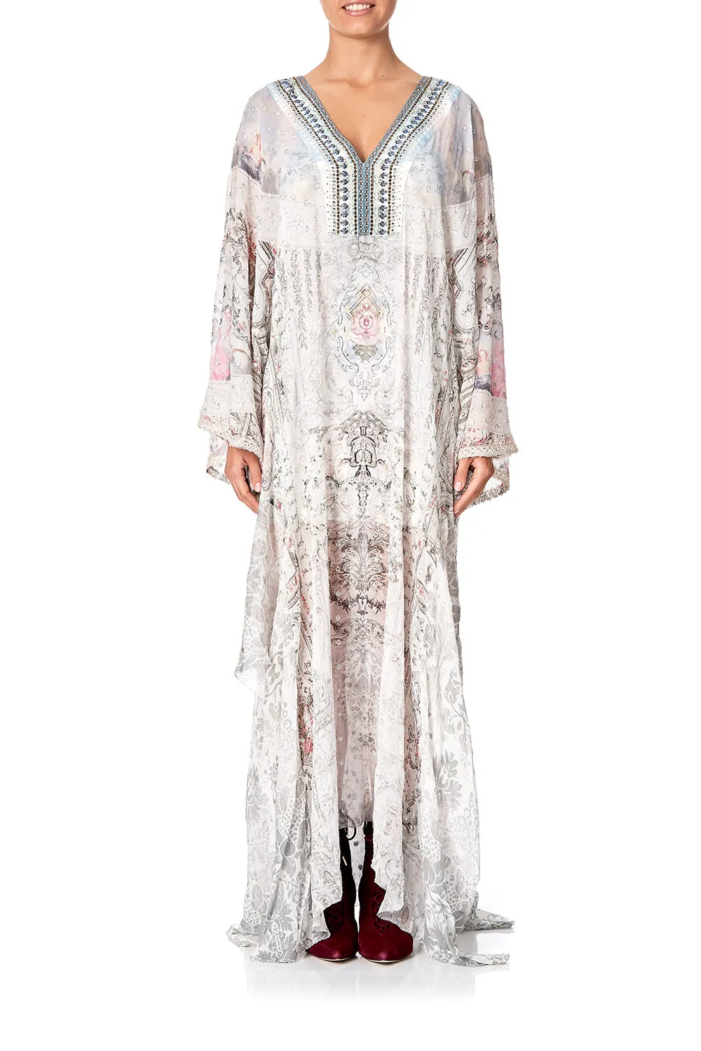 SHEER KAFTAN WITH SLIP CRYSTAL CASTLE