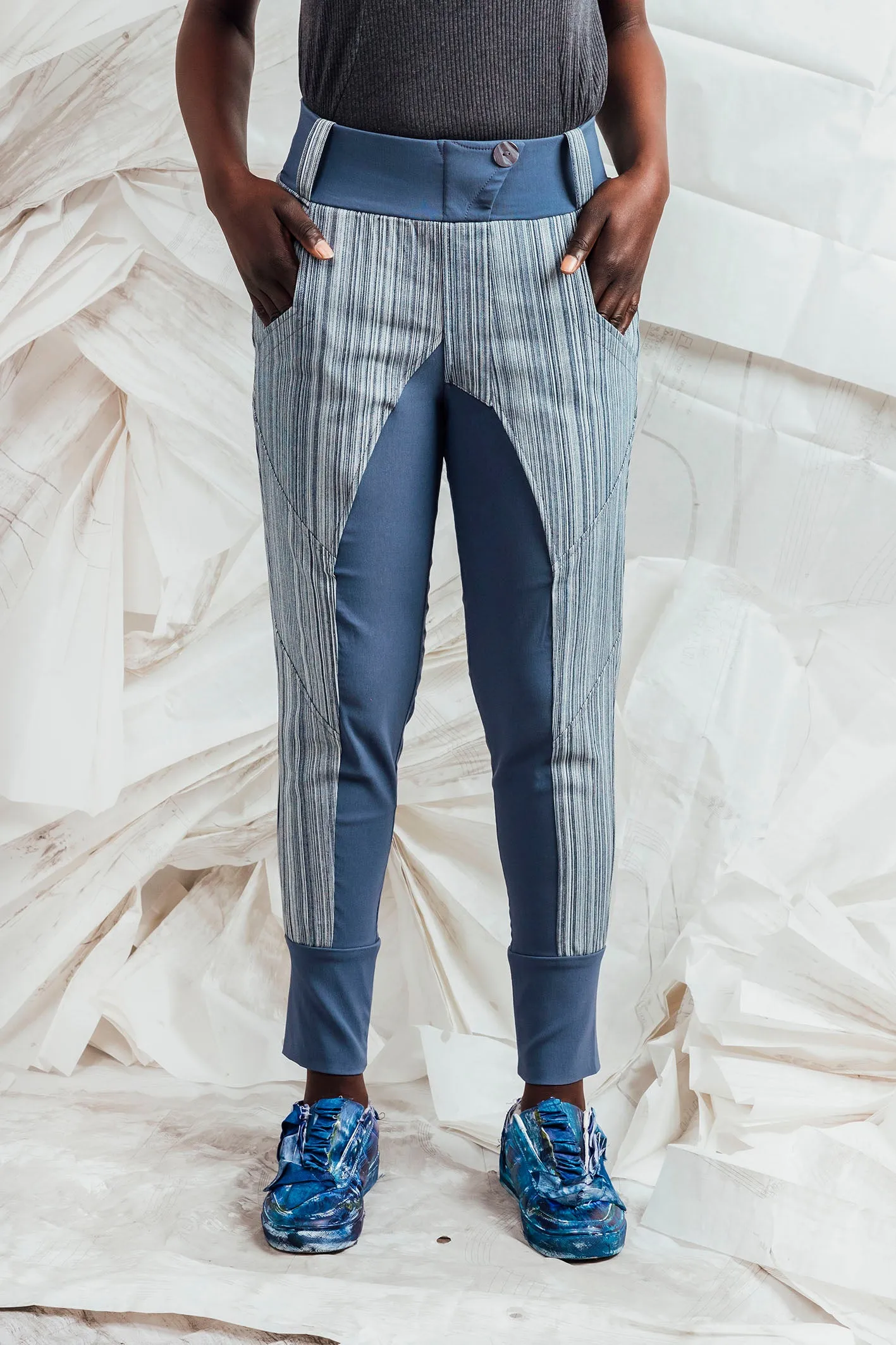 SL25 ENZI SLIM LINE PANTS - DENIM RESORT STRIPE