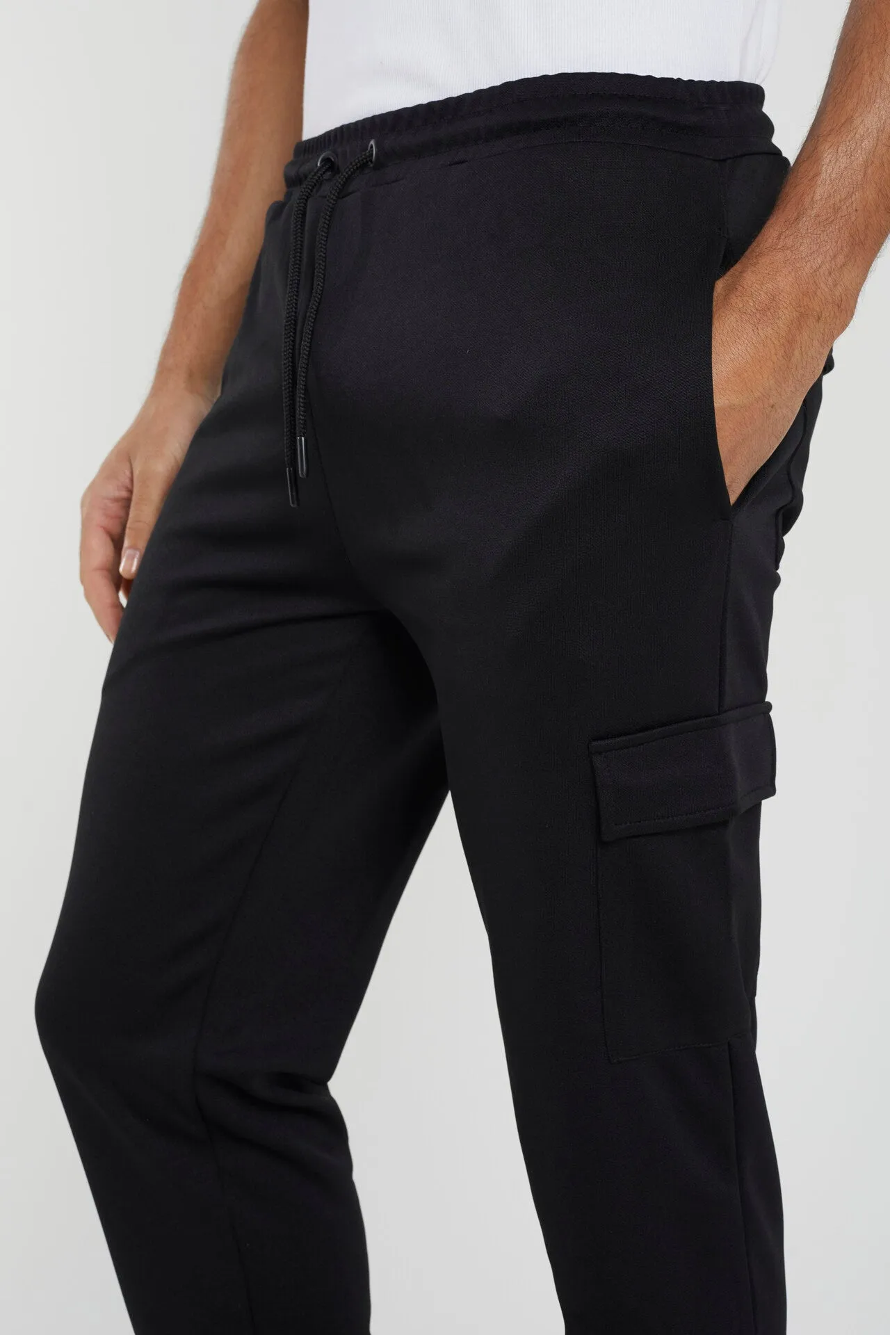 SLIM LEG OPEN HEM JOGGERS WITH PATCH POCKETS