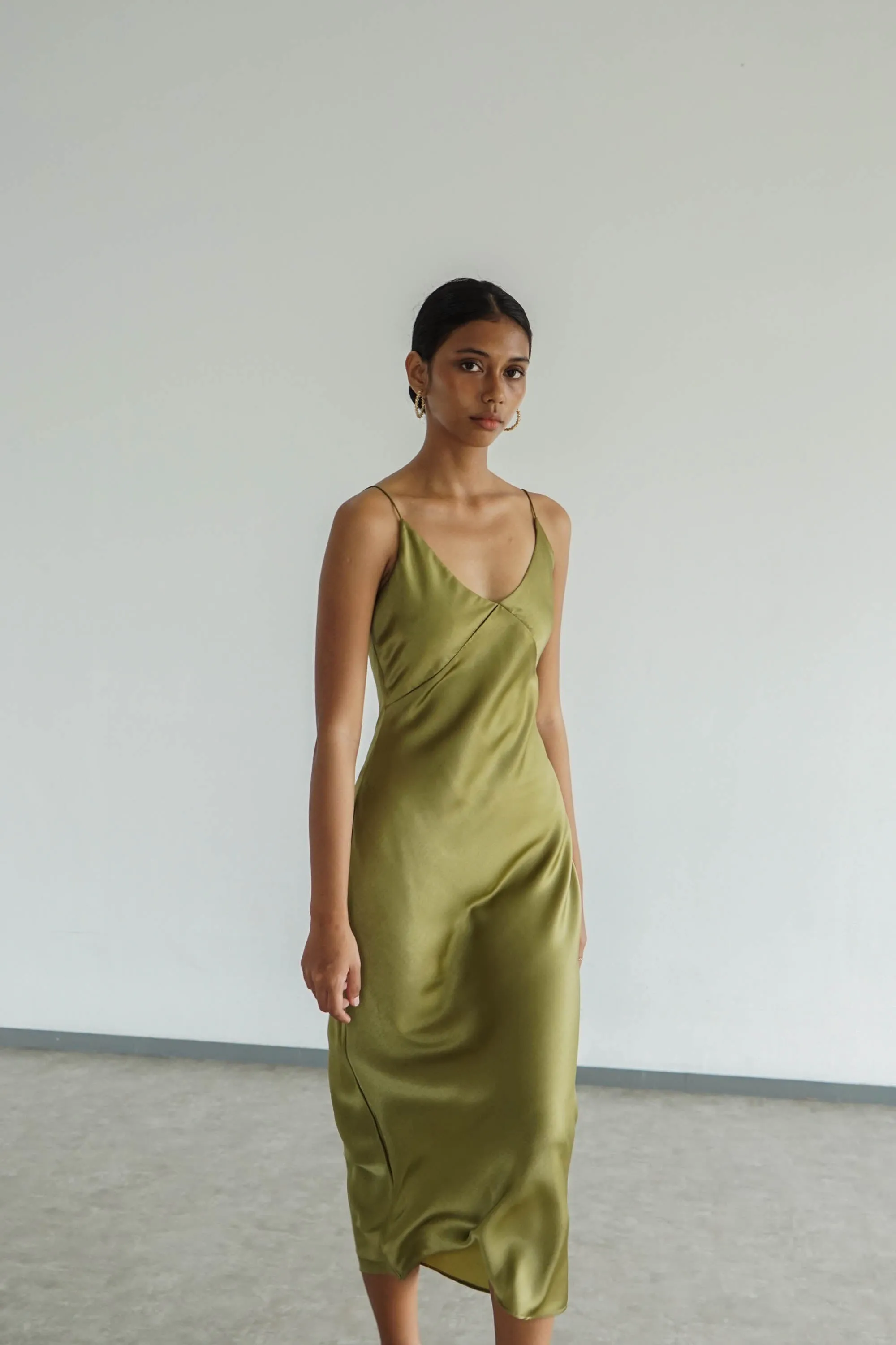 Slip Dress - Moss Green