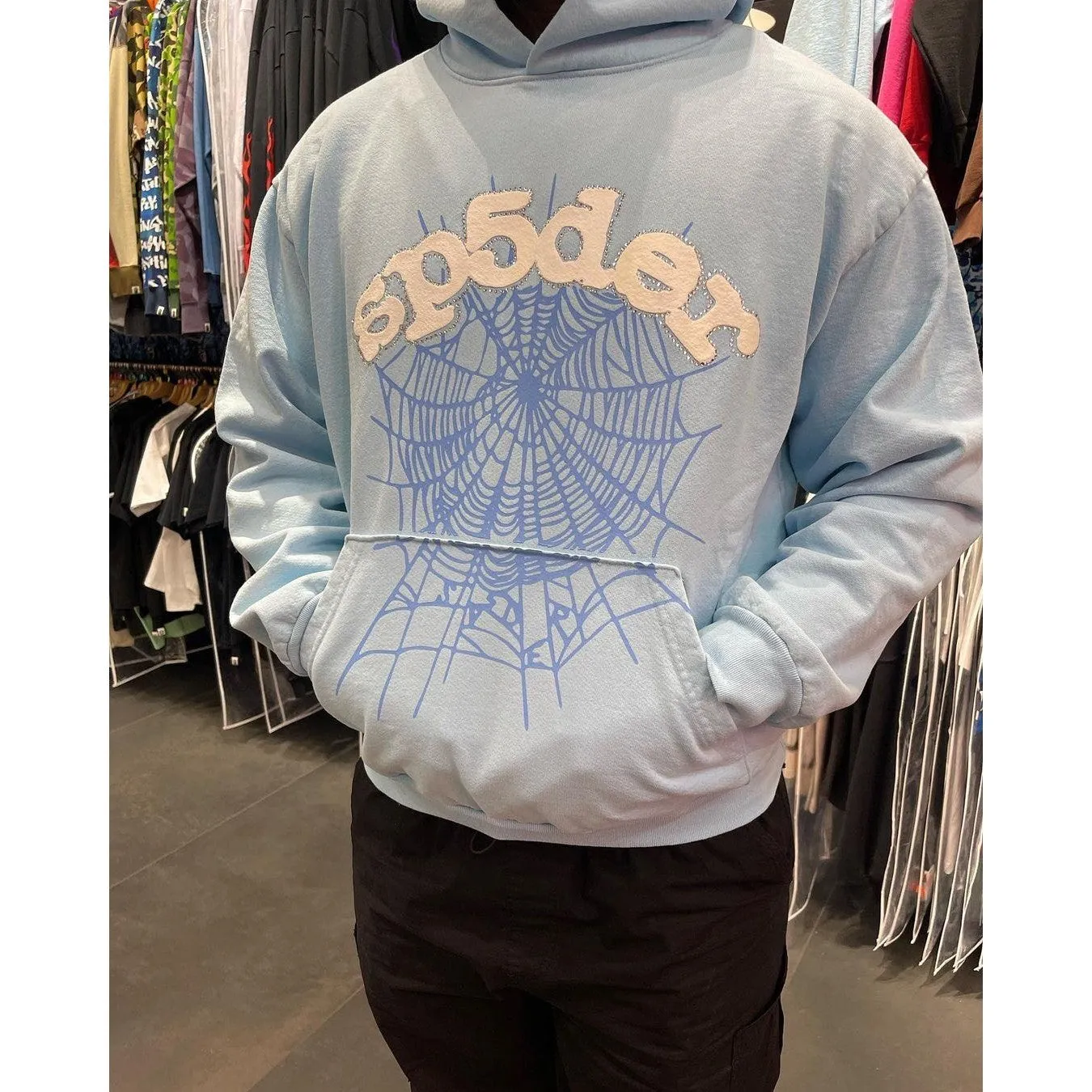 Sp5der Web Hoodie Sky Blue