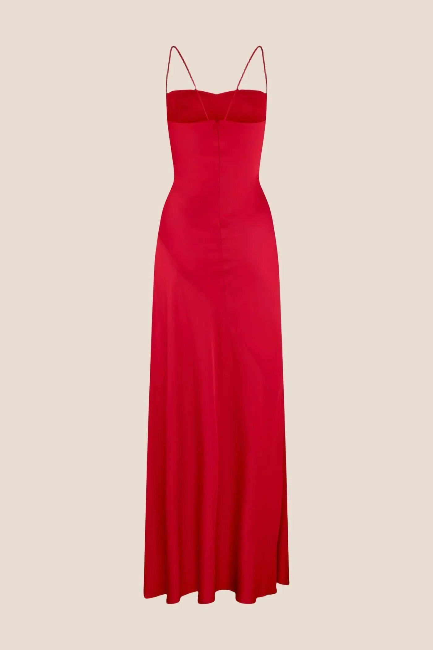 Spaghetti Straps Fuchsia Long Dress with Slit