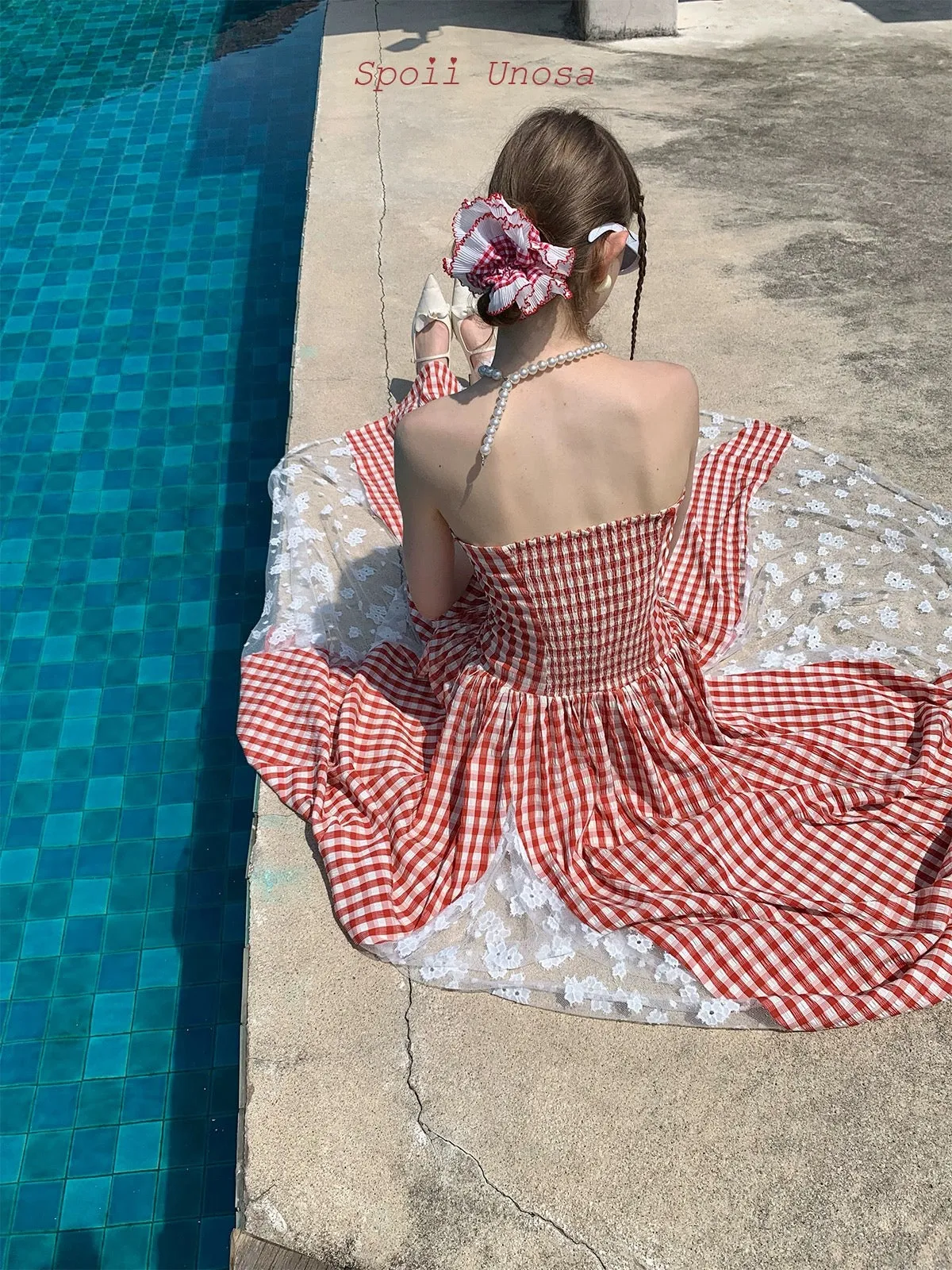 [SPOII UNOSA] Garden Dress Gingham Midi Dress Gown