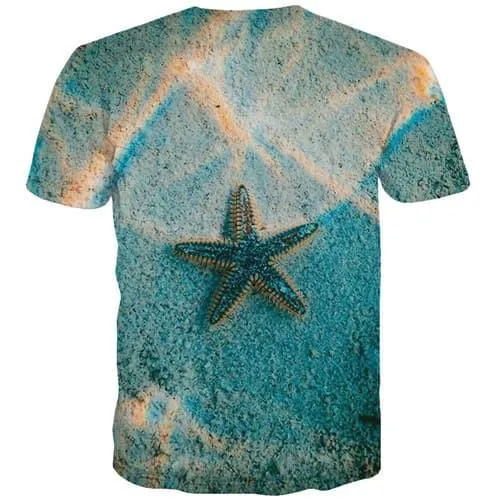 Starfish T shirts Men Ocean T-shirts 3d Beach Tshirts Cool Blue Tshirt Printed Harajuku Tshirts Casual Short Sleeve Full Print