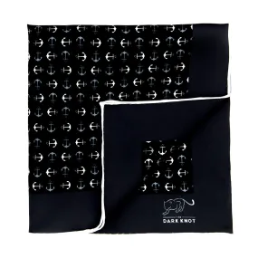 Stony Creek Anchor Silk Pocket Square, Black / White / Grey