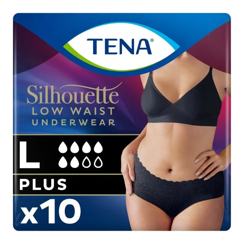 TENA Lady Silhouette Pants Black Large - 6 Packs of 10 Incontinence Pants