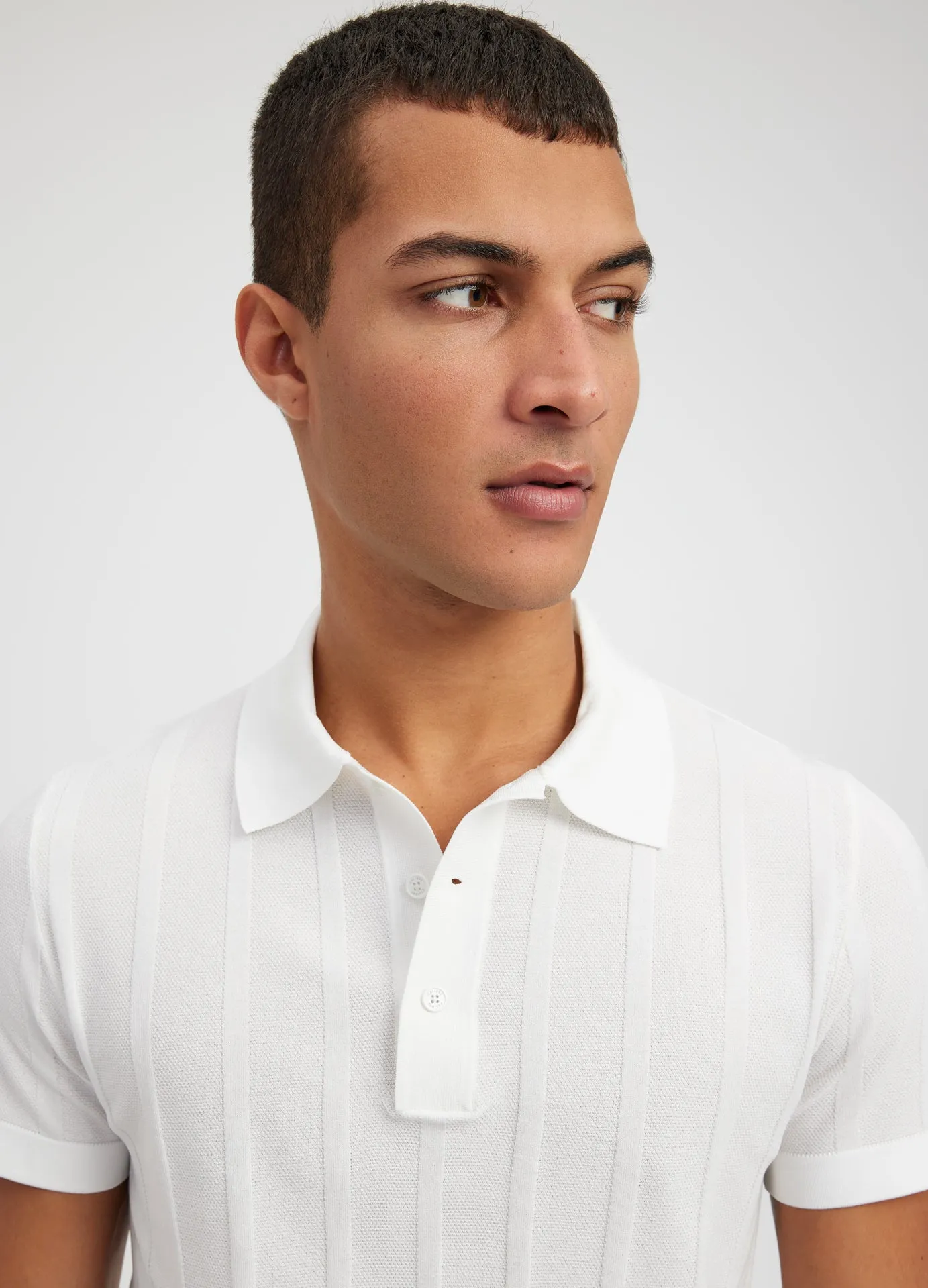 Textured Tech Knit Polo Ivory