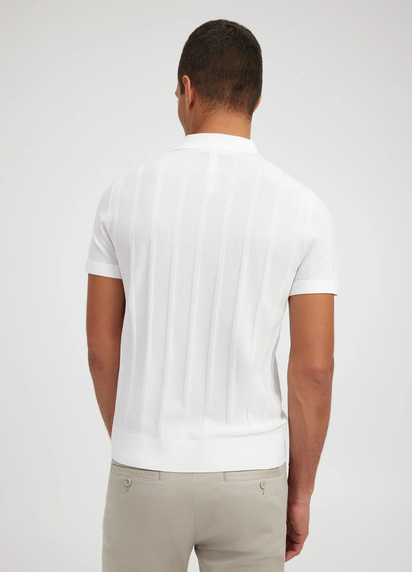 Textured Tech Knit Polo Ivory